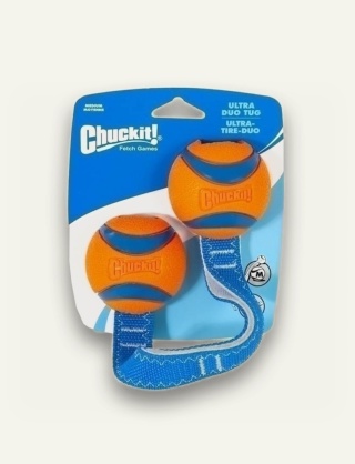 CHUCKIT! Ultra Duo Tug M - piłki do wspólnej zabawy i aportowania dla średnich psów