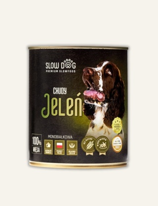 Chudy Jeleń - 100% mięsa, mokra karma dla psa 850 g - Slow Dog