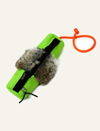 Dummy z futrem królika - jaskrawozielony z miejscem na smakołyki