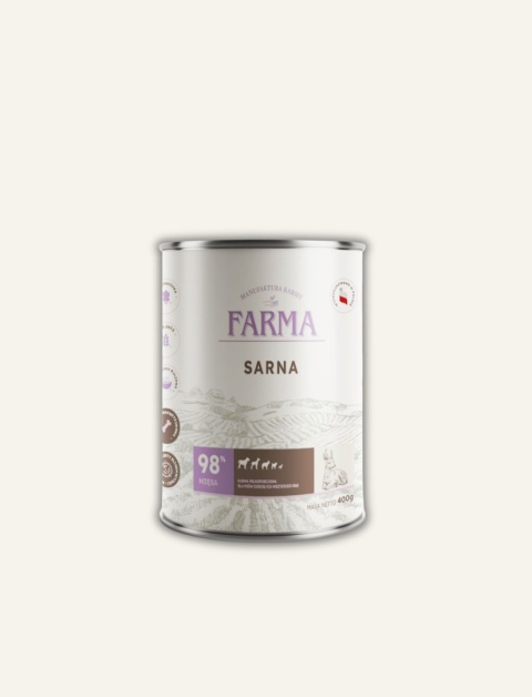 FARMA Select Sarna 400 g - mokra karma dla psa z 97,9% sarny, monobiałkowa i bezzbożowa