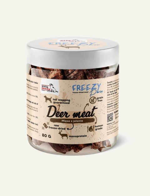 Liofilizowane mięso z jelenia FREEZY Pure Syta Micha 80 g - naturalny przysmak dla psa