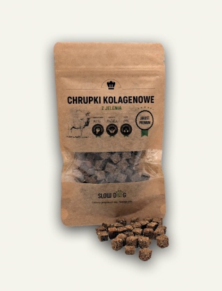JELEŃ -Chrupki kolagenowe z jelenia 95% + 5% kolagenu - Slow Dog, 100 g