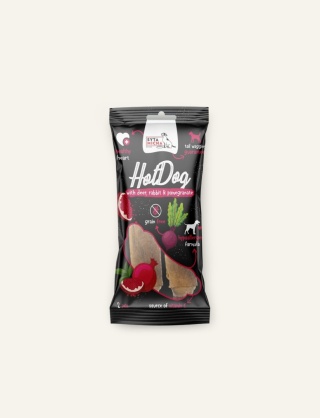 JELEŃ - Hot Dog dla psa - królik z granatem w skórze jelenia 2 szt.