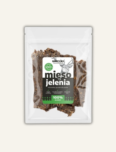 Mięso jelenia dla psa 90 g - naturalny delikatny gryzak Uniszki