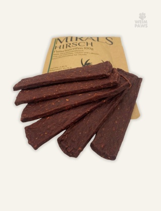JELEŃ - Paski mięsne z jelenia 100 g - 100 % naturalny przysmak dla psa