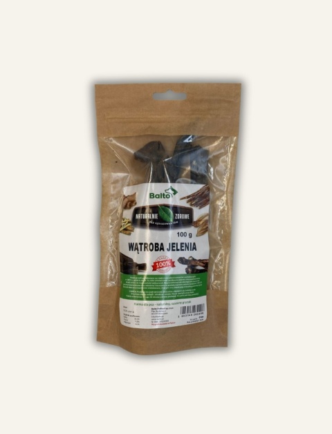 Wątroba jelenia naturalny suszony gryzak dla psa 100g