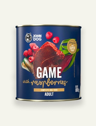 John Dog Berry Line Dziczyzna z malinami - karma mokra dla psa 800 g