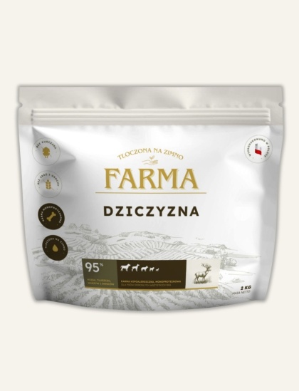 Karma dla psa z dziczyzną 50% - tłoczona na zimno 2 kg - Farma