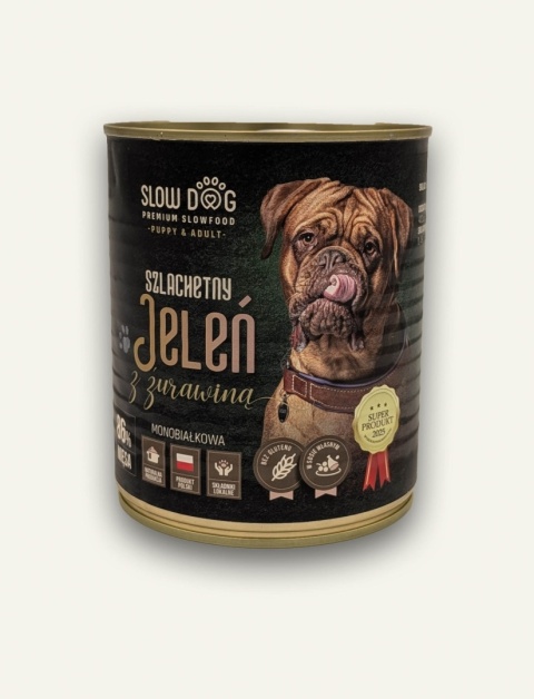 Karma mokra dla psa Slow Dog Szlachetny Jeleń z żurawiną 850 g - karma pełnoporcjowa