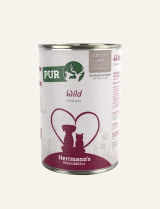 Karma uzupełniająca dla psa i kota 100% dziczyzna 400 g - HERRMANN'S MANUFAKTUR Kreativ Mix Wild Pur