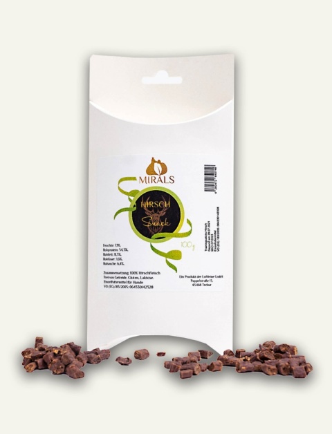 MIRALS Hirsch Snack - monobiałkowe przysmaki treningowe z mięsa jelenia 100 g