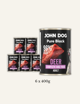 Monobiałkowa karma mokra dla psa - jeleń 6 × 400 g | John Dog Pure Black