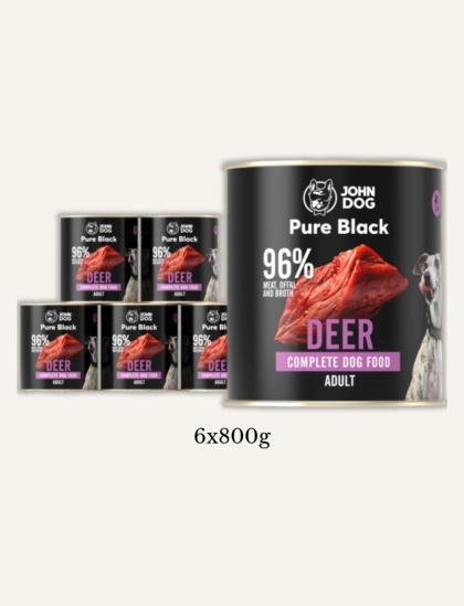 Monobiałkowa karma mokra dla psa - jeleń 6 × 800 g | John Dog Pure Black
