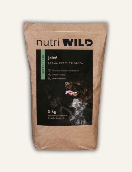 Nutri WILD Karma dla psa Jeleń SUPERFOODS 5 kg - monobiałkowa, rzemieślnicza, suszone mięso