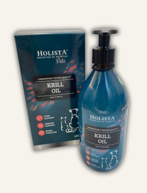 Olej z kryla dla psa i kota 400 ml HolistaPets - Omega-3 i astaksantyna