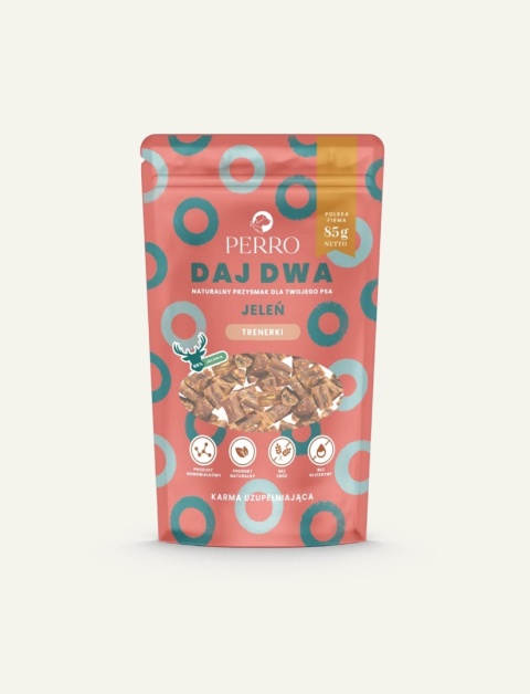PERRO Daj Dwa Jeleń 85 g - naturalne, monobiałkowe przysmaki treningowe dla psa z mięsa jelenia
