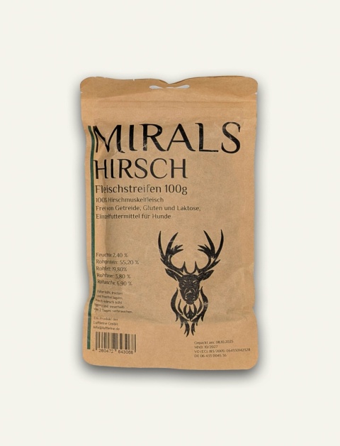 JELEŃ - Paski mięsne z jelenia 100 g - 100 % naturalny przysmak dla psa