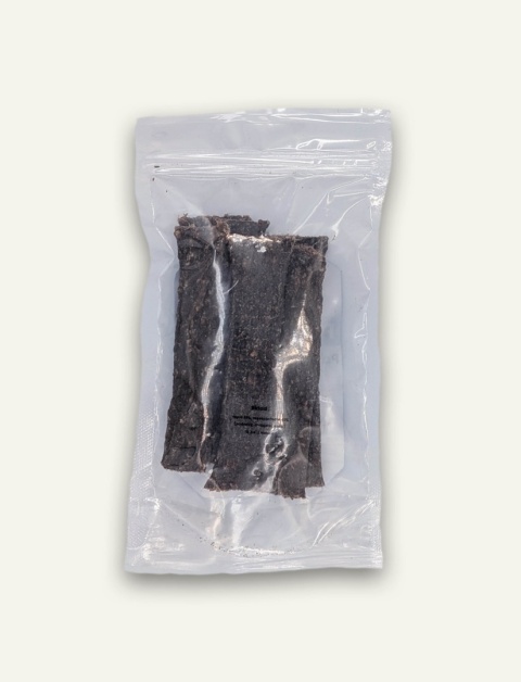Paski mięsne z jelenia Meat Stuff 100 g – naturalny suszony przysmak dla psa,tył opakowania