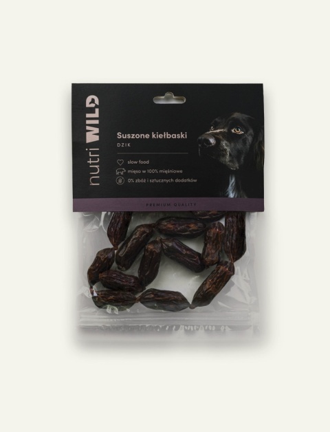 Suszone kiełbaski z dzika 100 g od Nutri Wild - naturalny przysmak dla psa