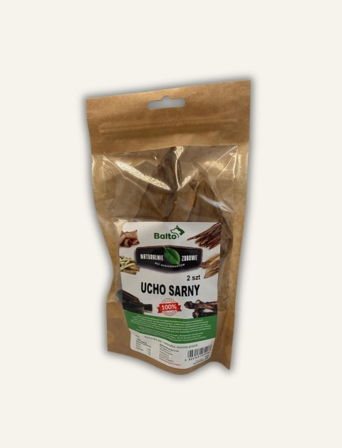 Ucho sarny dla psa PREMIUM - naturalny gryzak z dziczyzny 2 sztuki